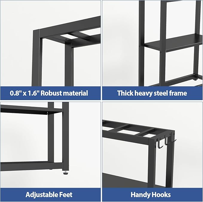 10-20 Gallon Fish Tank Stand with Storage Shelf, Aquarium Stand Measuring 24.8" W x 9.5" D x 30.1" H with Hooks,Heavy Duty Metal Turtle Reptile Tank Stand, Easy Assemble