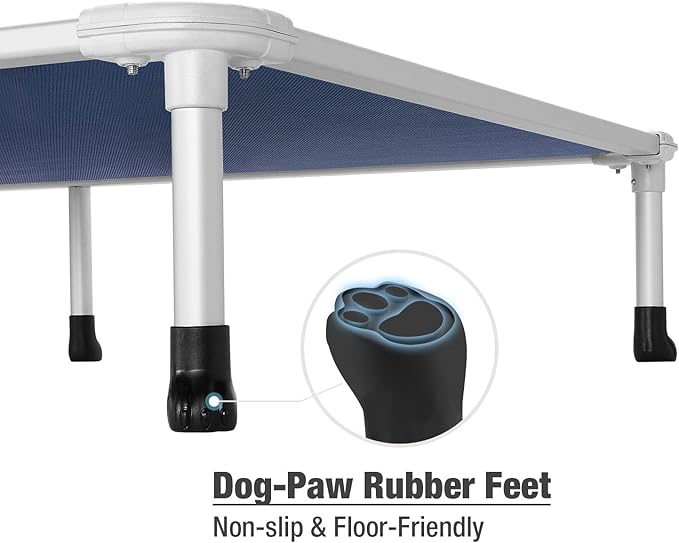 Veehoo Chew Proof Elevated Dog Bed - Cooling Raised Pet Cot - Silver Aluminum Frame and Durable Textilene Mesh Fabric, Unique Designed No-Slip Feet for Indoor or Outdoor Use, Blue, XX-Large, CWC2003