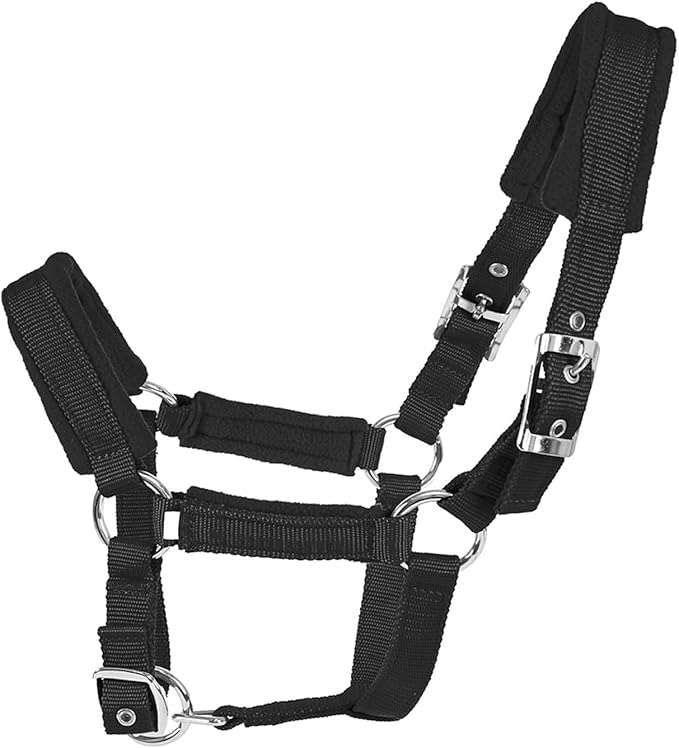 Horse Halter with Wool Lining, Adjustable Halter for Horses Satin Hardware to Prevent Friction, Breakaway Halters for Horses,Perfect for Traction and Performance