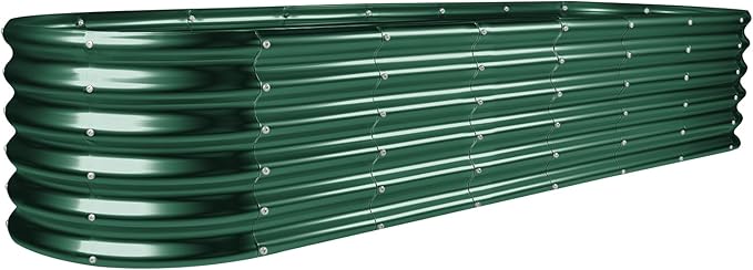 Land Guard 8×2×1.5ft Galvanized Raised Garden Bed Kit, Raised Garden Boxes Outdoor, Oval Metal Raised Garden Beds for Vegetables, Forest Green