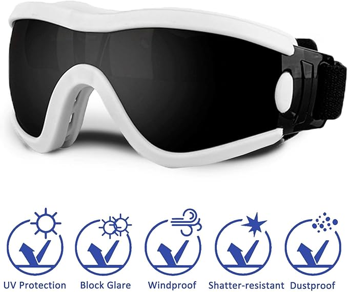Medium Dog Sunglasses with Adjustable Strap UV Protection, Winproof Puppy Sunglasses, Suitable for Dogs Eyes Protection，Soft Dog Goggles