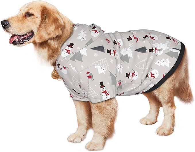 Christmas Gray Snowman Hoodie,Christmas Cosplay Dog Clothes with Pocket and Hat Winter Clothes Sweaters Medium