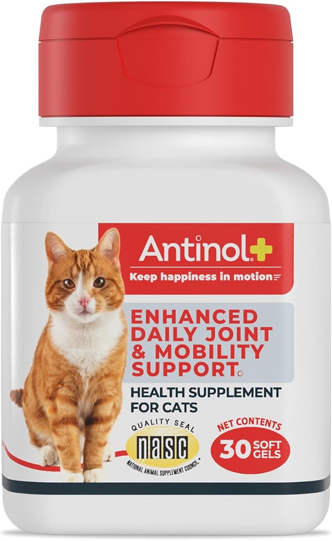 Plus, Mobility, Hip, and Joint Supplement for Cats, Green-Lipped Mussels and Krill Oil - Cat Joint Supplement, 30 Soft Gels