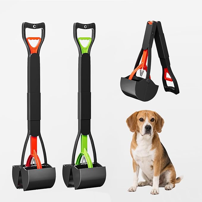2 Pack 32 Inch Foldable Dog Pooper Scooper,Dog Poop Pick Up Tool for Large&Small Dogs,Sturdy & Light Weight,Easy to Carry and Clean