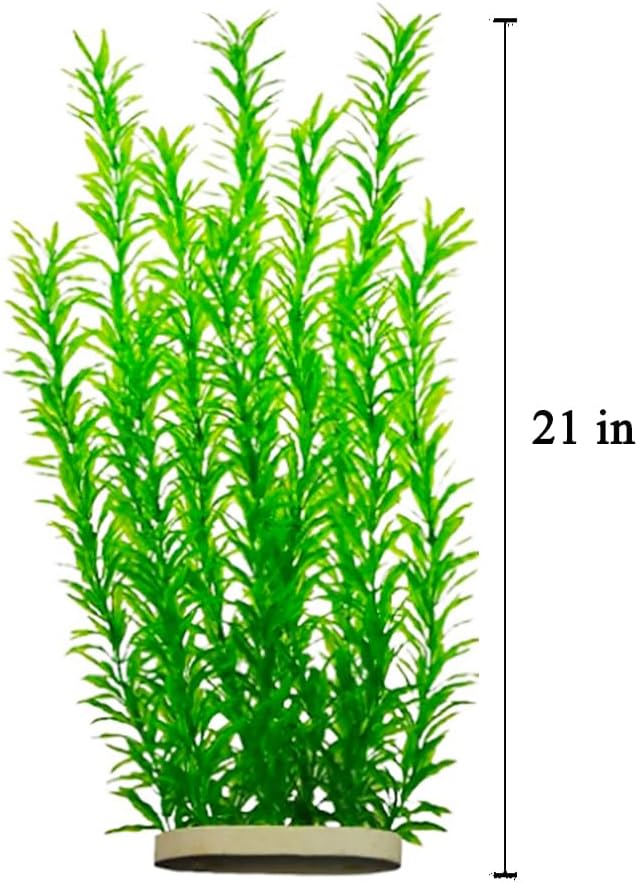 DSkoiph 2 pcs Aquarium Decor Plastic Plants Extra Large 21 Inches Artificial Fish Tank Plants Tall Fish Tank Decorations Artificial Green Water Plants (Green)