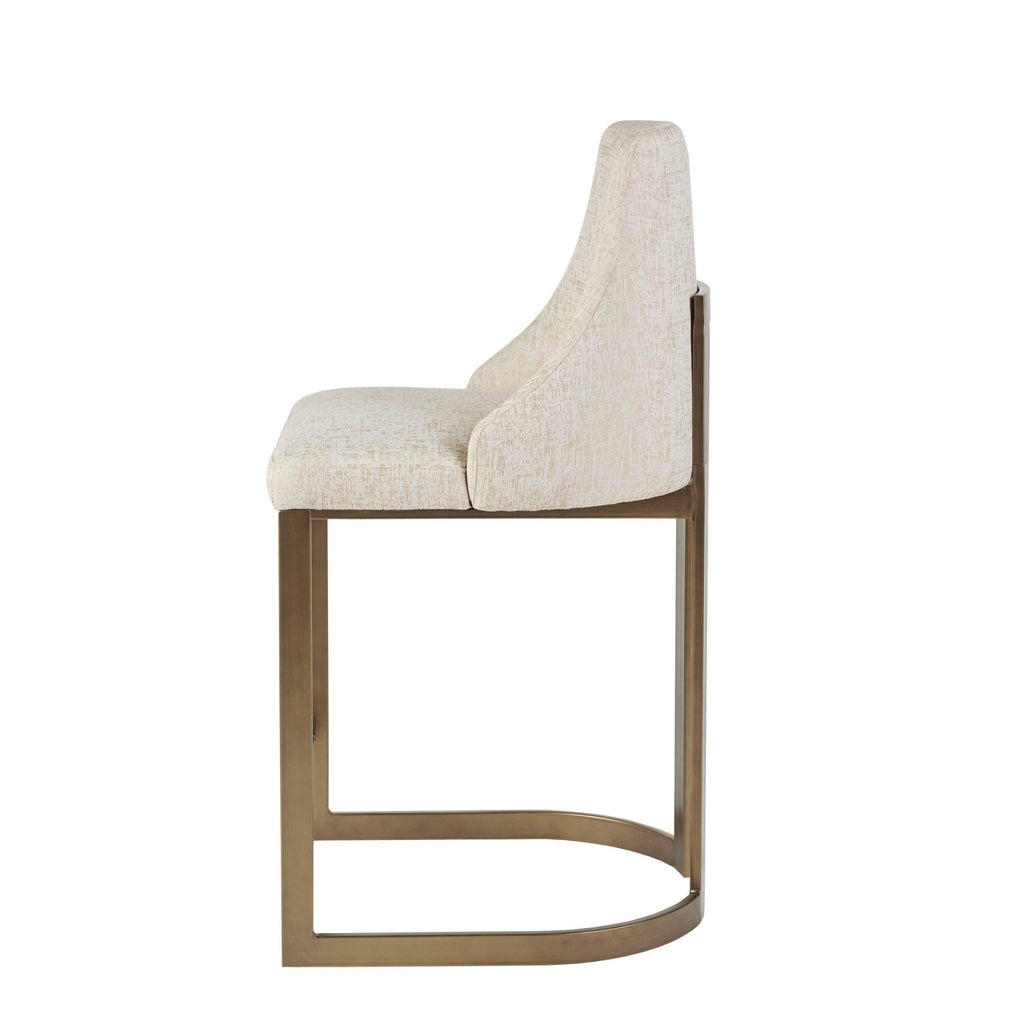 Upholstered Counter Stool With Metal Base - Cream