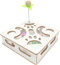Interactive Wooden Cat Puzzle Toy Box Indoor Hunting Play Toy to Stimulate Your Cat’s Energy and Instincts (White)