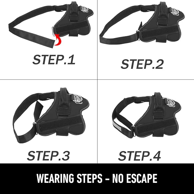 Bolux Dog Harness, No-Pull Reflective Dog Vest, Breathable Adjustable Pet Harness with Handle for Outdoor Walking - No More Pulling, Tugging or Choking (Black, S)