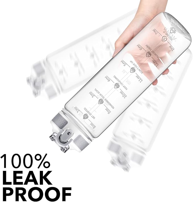 Hyeta 32oz Water Bottles with Straw - Stay Motivated and Hydrated with Convenient Times to Drink Markings, Durable, Leak-proof