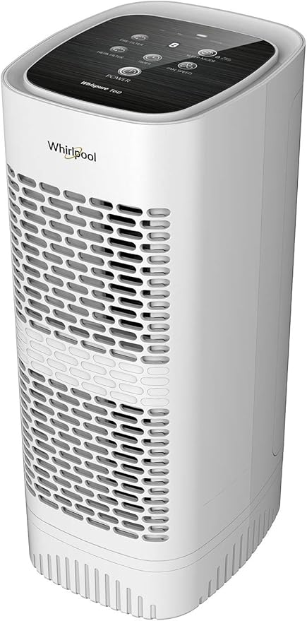 Whirlpool, WPT60P Whispure True Hepa Air Purifier, Activated Carbon Advanced Anti-Bacteria, Ideal for Allergies, Odors, Pet Dander, Mold, Smoke, Wildfire, and Germs, Medium, White