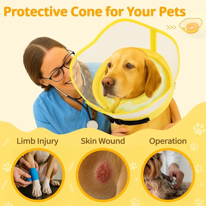 Soft Dog Cone Collar, Inflatable Donut Cones Alternative After Surgery for Large/Medium/Small Dogs to Stop Licking, Elizabethan Neck Ecollars of Shame with Anti-Lick Shield, XL Comfy Pillow Recovery