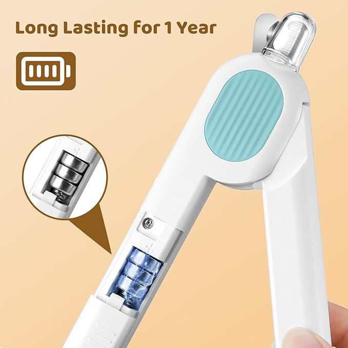 Odoland Cat Nail Clipper with LED Light and Nail File, Dog Claw Trimmer with Bright Light to Avoid Excessive Cutting - Pet Grooming Tool for Tiny Dog Cat Kitten Bunny Rabbit Blue