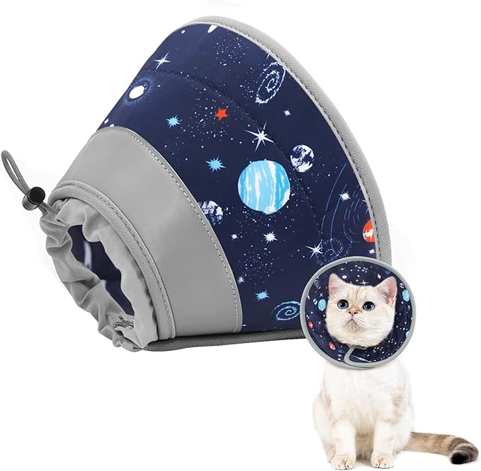 Cat Cone Collar Soft to Stop Licking, Adjustable, Foldable Lightweight Kitten Cones After Surgery Recovery for Cats & Kittens, Cat Cone Alternative (Grey, S)