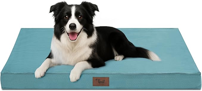 Outdoor Dog Bed for Medium Dogs, Waterproof Dog Crate Bed for Puppy Beds, Orthopedic Egg Crate Foam Pet Bed with Washable and Removable Oxford Cover, Light Blue
