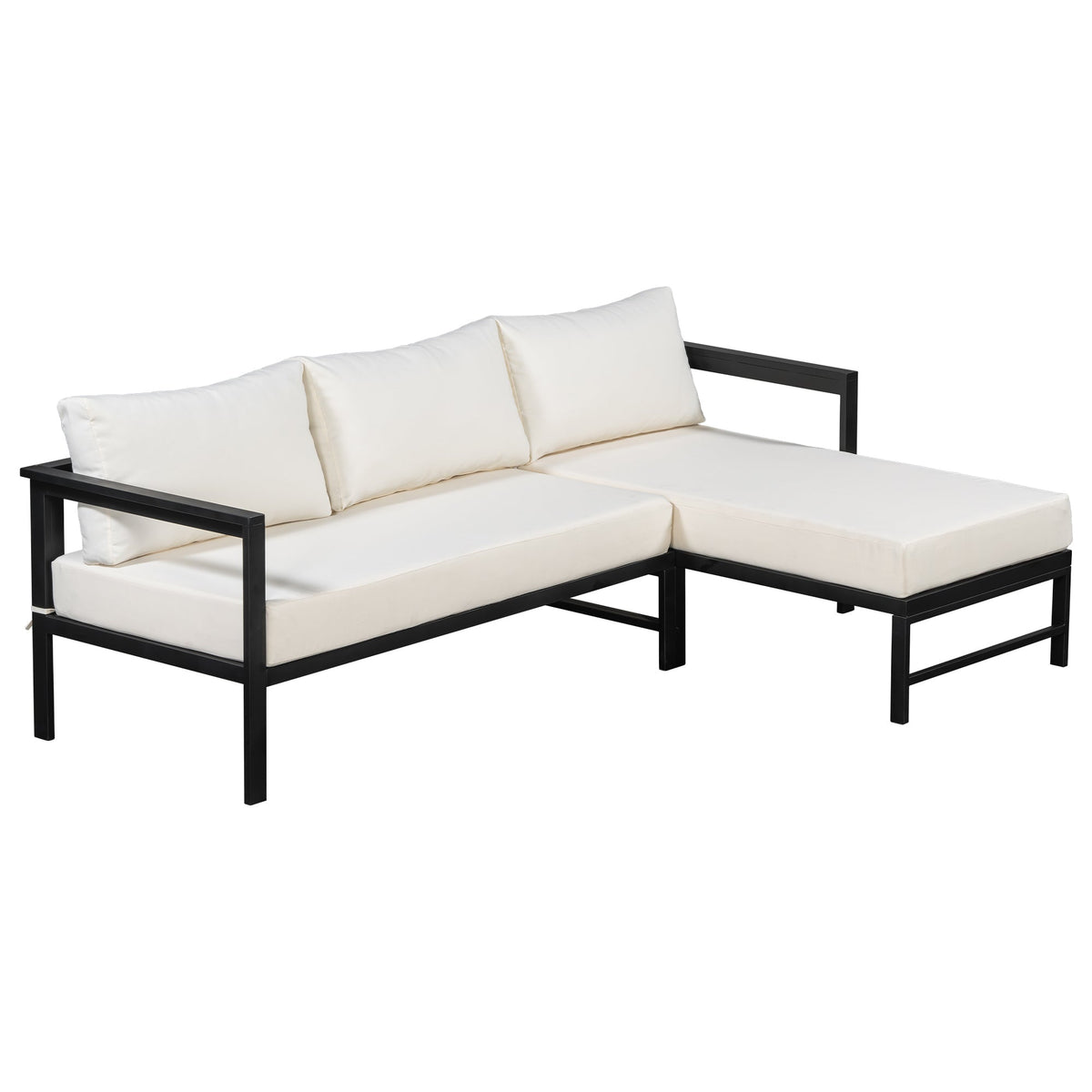 U_style Outdoor L-Shaped Sofa with Iron Frame and Ultra-Thick Cushions