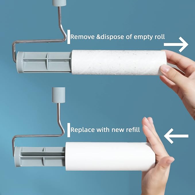 Extra Sticky Large Surface Lint Roller, 6.3'' Giant Lint Roller for Pet Hair, Lint Remover Roller for Cat Hair, Clothes, Furniture (1 Handle + 90 Sheets)