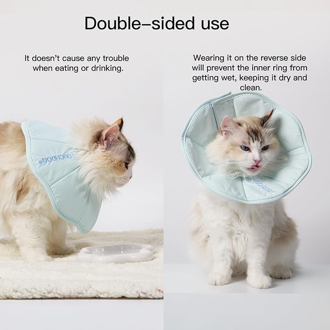 Touchdog Foldable Dog Cone Collar for Cats & Dogs - Adjustable Soft Recovery Collar with Waterproof PU Coating, Lightweight Design, 24.5cm/9.6in Wide Barrier (Blue, XS)