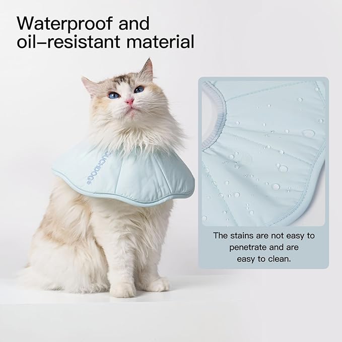 Touchdog Foldable Dog Cone Collar for Cats & Dogs - Adjustable Soft Recovery Collar with Waterproof PU Coating, Lightweight Design, 24.5cm/9.6in Wide Barrier (Blue, M)