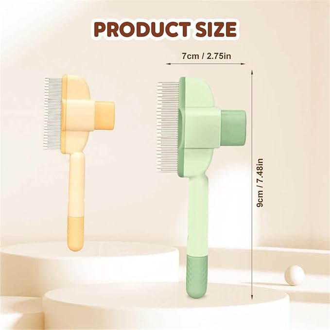Avatore Zenbrush Cat Comb, Zen Brush for Cats, 2025 Upgraded Cat Brush with Release Button, Flea Comb for Cats, Click Self Cleaning Pet Hair Removal Combs