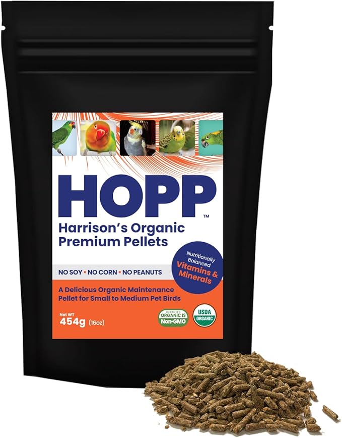 Harrison's Organic Premium Pellets- a Well-Balanced, Certified Organic Small to Medium Pet Bird Diet—No Soy, Corn, and Peanuts for Those Seeking to Avoid These Ingredients