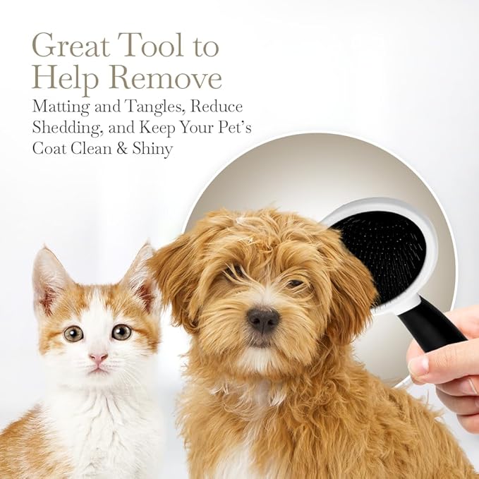 Fuller Brush Slicker Pet Brush - Angled Fine Steel Wires - Ergonomically Designed Rubberized Handle For Comfort & Control - Remove Shedding & Matted Hair - Tool For Grooming Dogs & Cat