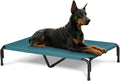 Elevated Dog Bed for Outdoor, XXXL Raised Dogs Cot with Washable Mesh, Cooling Pet Beds Chew Proof Dog Hammock, Metal Frame Lifted Platform for Training Outside Camping, 59 inch Green