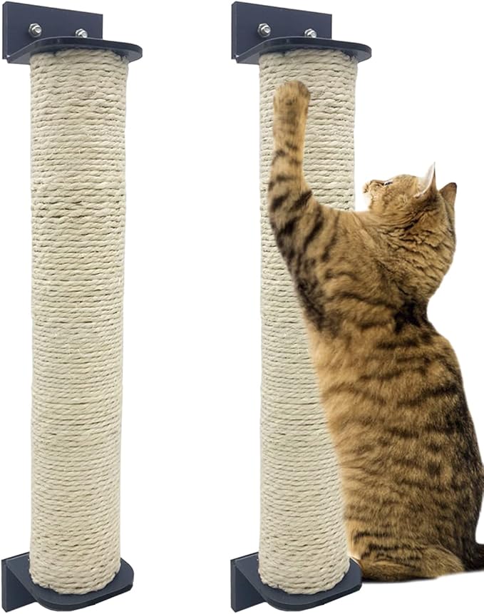 VCEPJH 2 Pcs Cat Scratching Post for Crate Cage Mounted Cat Scratcher Natural Sisal Scratch for Scratching and Climbing Furniture 15x2.7inches (White)