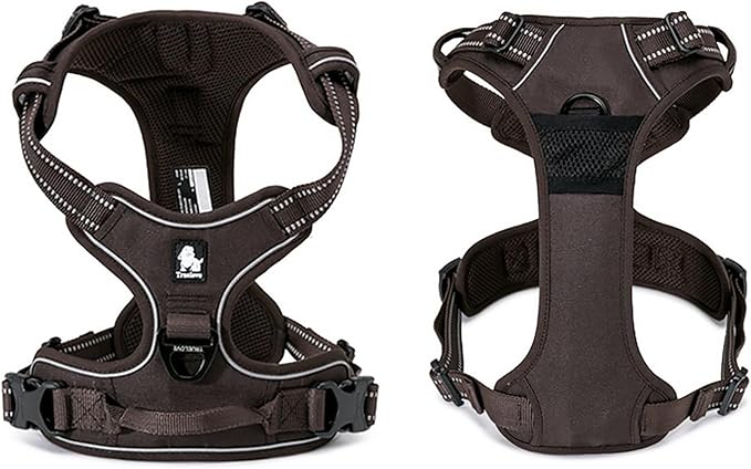 TRUE LOVE Adjustable No-Pull Dog Harness Reflective Pup Vest Harnesses Comfortable Control Brilliant Colors Truelove TLH5651(Brown,XL)