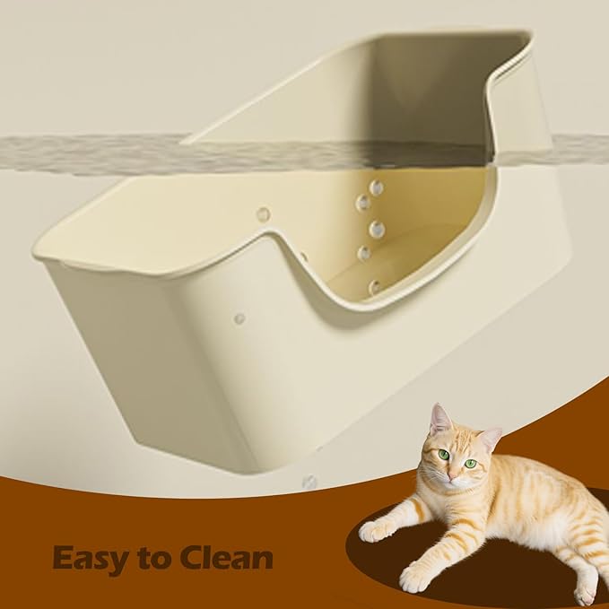 Small Cat Litter Box with High Sides,Cat Boxes for Indoor Cats,Cat Litter Pan for Kitty,Litter Box with Low Entry,Easy to Clean,Anti-Splashing (Grey)