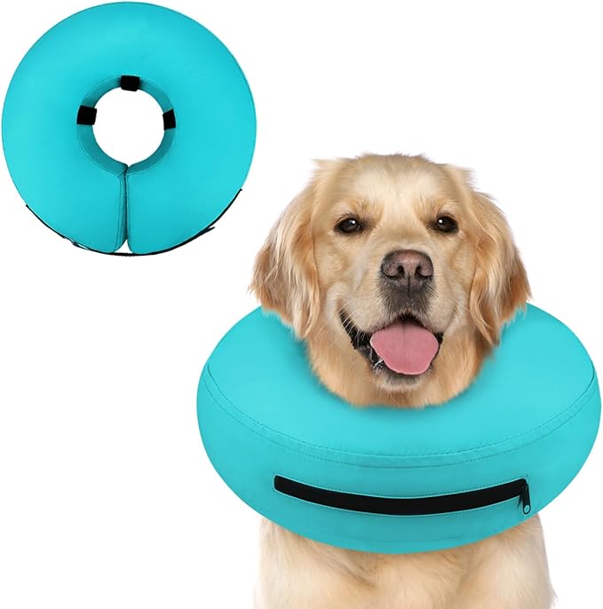 Supet Inflatable Dog Cone Collar Alternative After Surgery, Dog Neck Donut Collar Recovery E Collar to Stop Licking, Soft Dog Cone for Medium Large Dogs