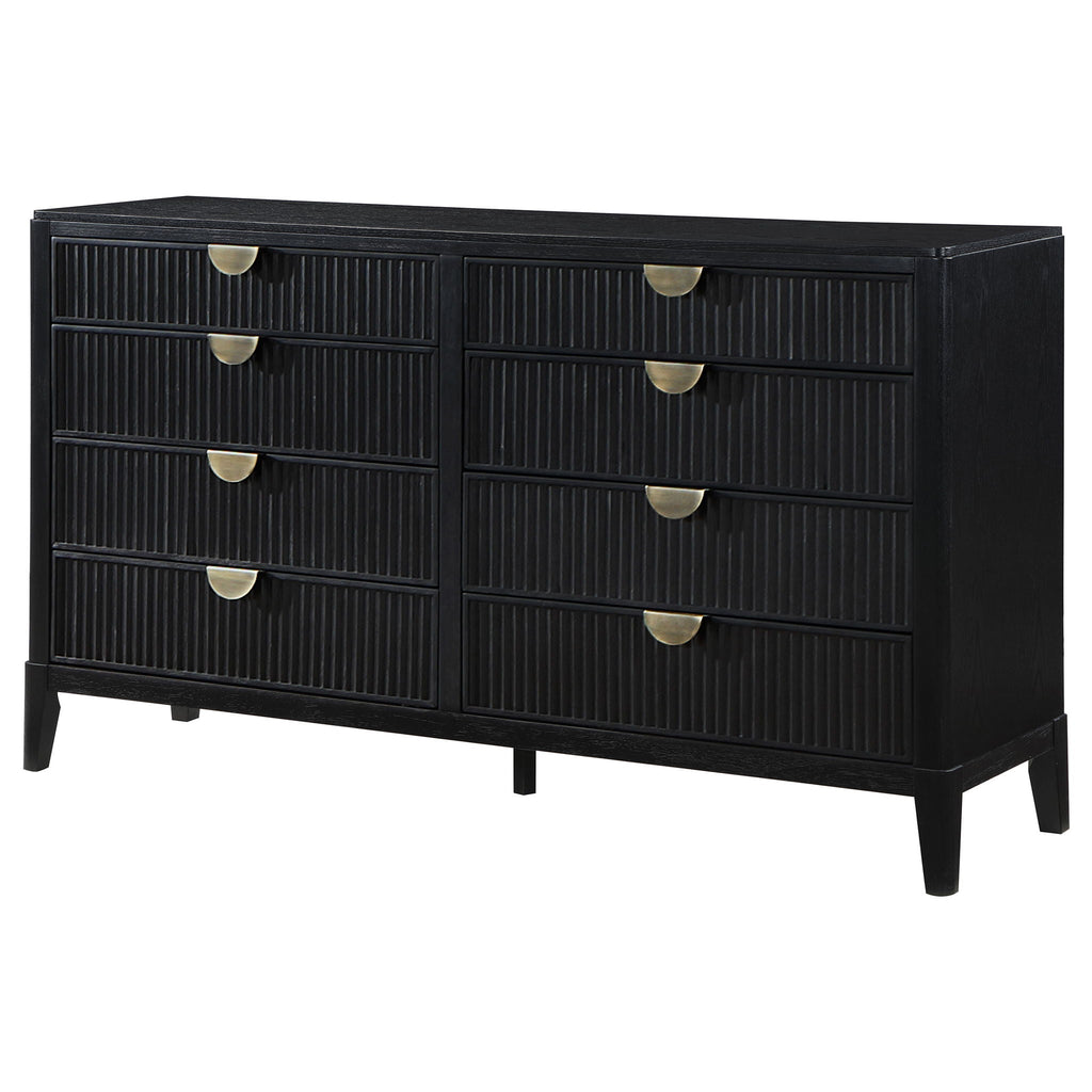 Mason - 8 Drawer Dresser With Fluted Design - Black