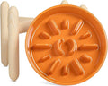 LE TAUCI Ceramic Slow Feeder Puzzle Bowl Elevated 3 Cup with Wooden Stand for Medium Large Dog, Fast Eater Slow Eating Food Bowl, Sun Orange