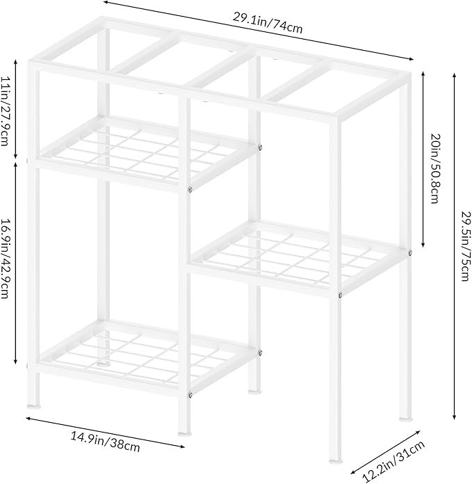 20 Gallon Fish Tank Stand White Metal Aquarium Stand Turtle Tank Stand Reptile Tank Stands 3 Tier Fish Tank with Stand