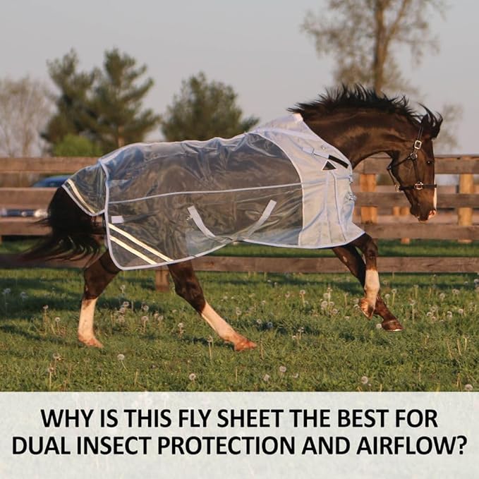 Schneiders Mosquito Mesh II Adjusta-Fit Horse Fly Sheets | Insect & UV Protection for Horses | Durable 350D Mesh | Reflective Safety Stripes