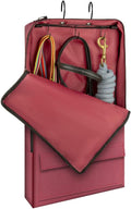 Horse Bridle Bag, Horse Tack Carry Bag with 3 Prong Tack Rack for Halters, Bridle, Harness, Equestrian Reins, Bits and Headstalls (Wine Red)