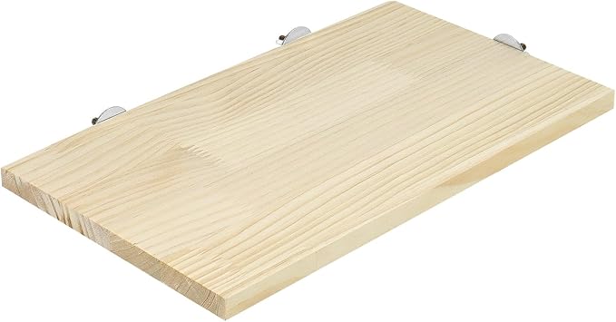 QWORK 13.6" x 7.9" Natural Wood Rectangle Stand for Bird Cages Suitable for Parakeets, Cockatiels, and Small Animals Easy Install with Stainless Steel Hardware 2 Pcs