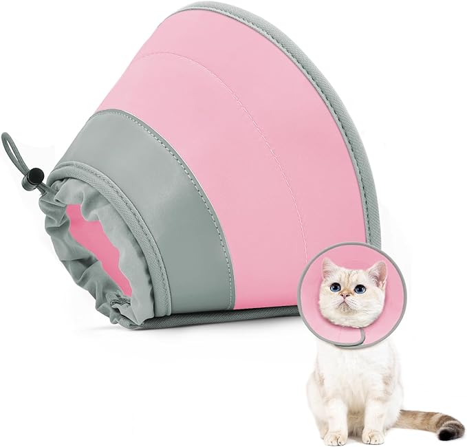 Cat Cone Collar Soft to Stop Licking, Adjustable, Foldable Lightweight Kitten Cones After Surgery Recovery for Cats & Kittens, Cat Cone Alternative (Solid Pink, S)