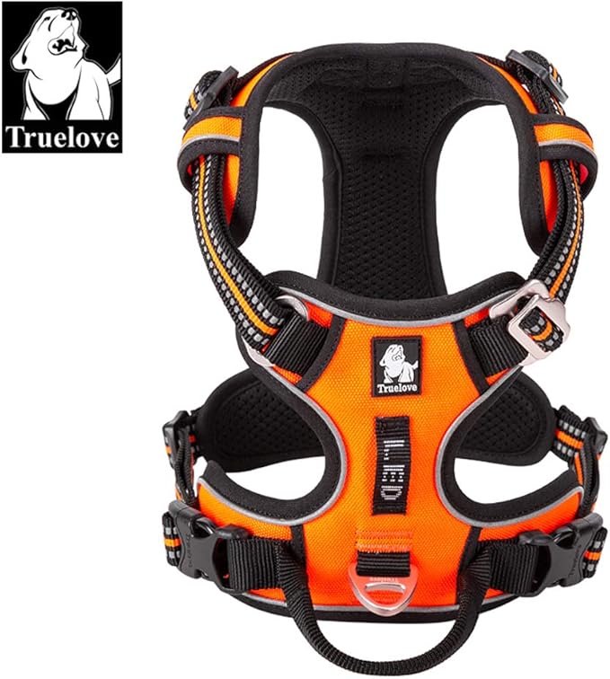 TRUE LOVE Dog Harness No Pull Nylon Reflective Pet Harness Adjustable Comfortable Control Step-in Brilliant Colors Truelove TLH56512 Orange