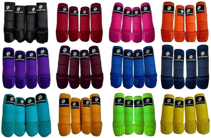 Horse Medicine Brushing Boots Leg Wraps Protection Gear Set of 2 and Set of 4 in 14 Colors