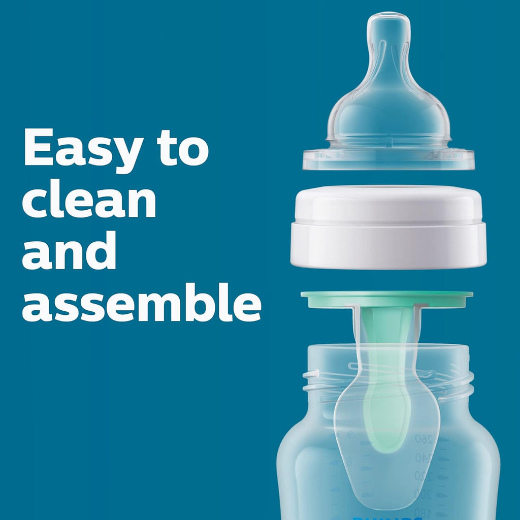 Philips Avent Anti-Colic Baby Bottle with AirFree Vent, Medium Flow 2 Nipple, 1m+, 9oz, 4 Pack, Pink, SCY703/14
