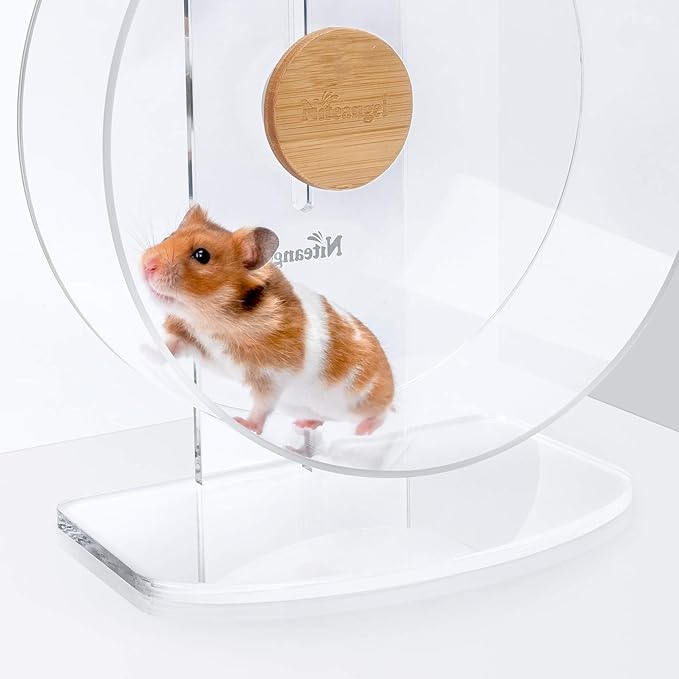 Niteangel Silent Hamster Exercise Wheel: - Dual-Bearing Quiet Spinning Acrylic Hamster Running Wheel for Dwarf Hamster Gerbils Mice Degus Or Other Small Animals (S)