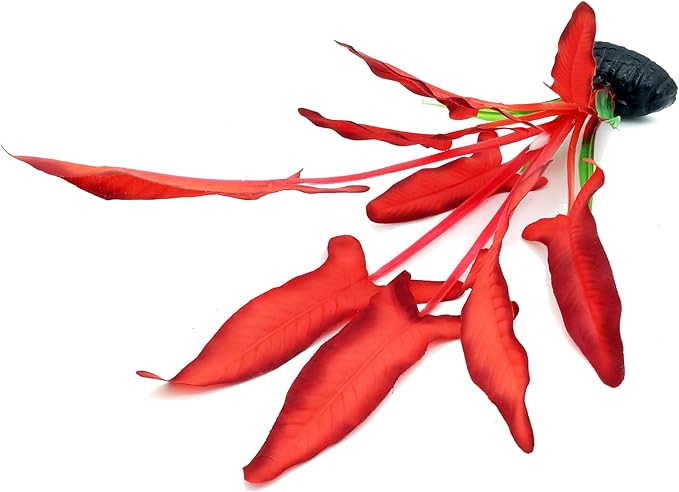 2-Pack 12 Inch Aquarium Silk Aquarium Plants, Artificial Plastic Plant for Small Tank, Goldfish, Fish Hides,Dark Red