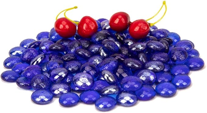 18 LB Fire Glass Beads Fireglass Drops for Gas Fire Pit Fireplace Cobalt Blue Luster Reflective Decorative Glass Gems Rocks Pebbles Stone for Vase Fillers Aquarium Fish Tank Decoration (Cobalt Blue)