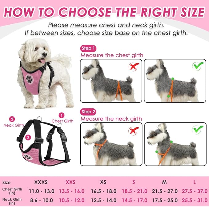 SlowTon Dog Seat Belt Harness for Car, Dog Car Harness Adjustable Mesh Breathable & Dog Seatbelt Safety Tether with Elastic Bungee for Small Medium Large Pets(Pink, Single Clip, S)