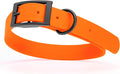 Dogline Biothane Waterproof Dog Collar Strong Coated Nylon Webbing with Black Hardware Odor- Proof for Easy Care Easy to Clean High Performance Fits Small Medium or Large Dogs, Hunter Orange