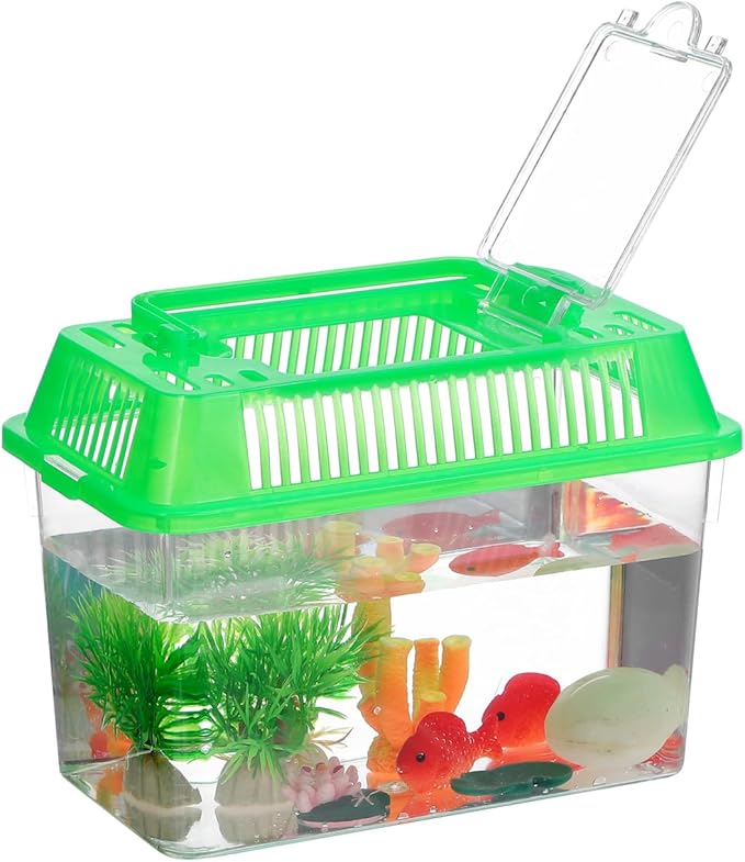 Mini Handheld Fish Tank Portable Plastic Aquarium with Lid for Turtles and Pet Fish Easy to Clean Transparent Design for Goldfish and Aquatic Pets