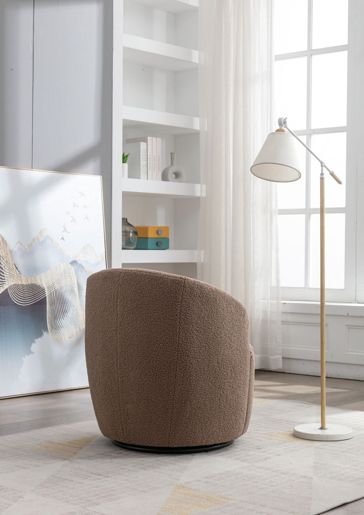 Teddy Fabric Swivel Accent Armchair Barrel Chair