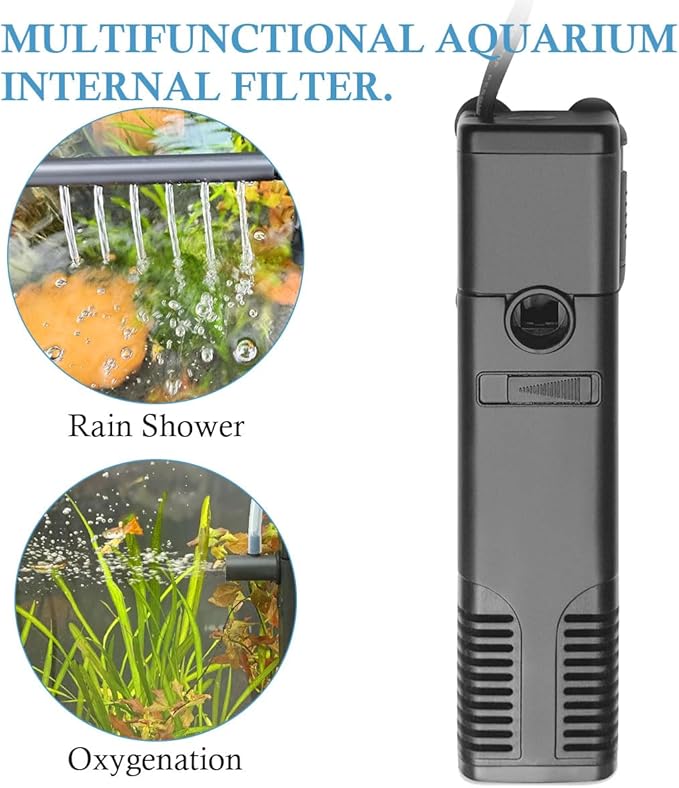 FEDOUR Submersible Aquarium Internal Filter, Filter with Water Pump for Fish Tank up to 35 Gallon (8W for 5-35 gallon-new)