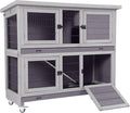 GUTINNEEN Folding Rabbit Hutch Indoor Bunny Cage in No Time Assemble Guinea Pig Cage Rabbit House Movable