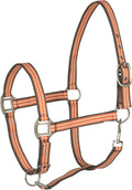 HORZE Adepto Adjustable Horse Halter | Soft, Durable Polyester - Coral Gold - Horse
